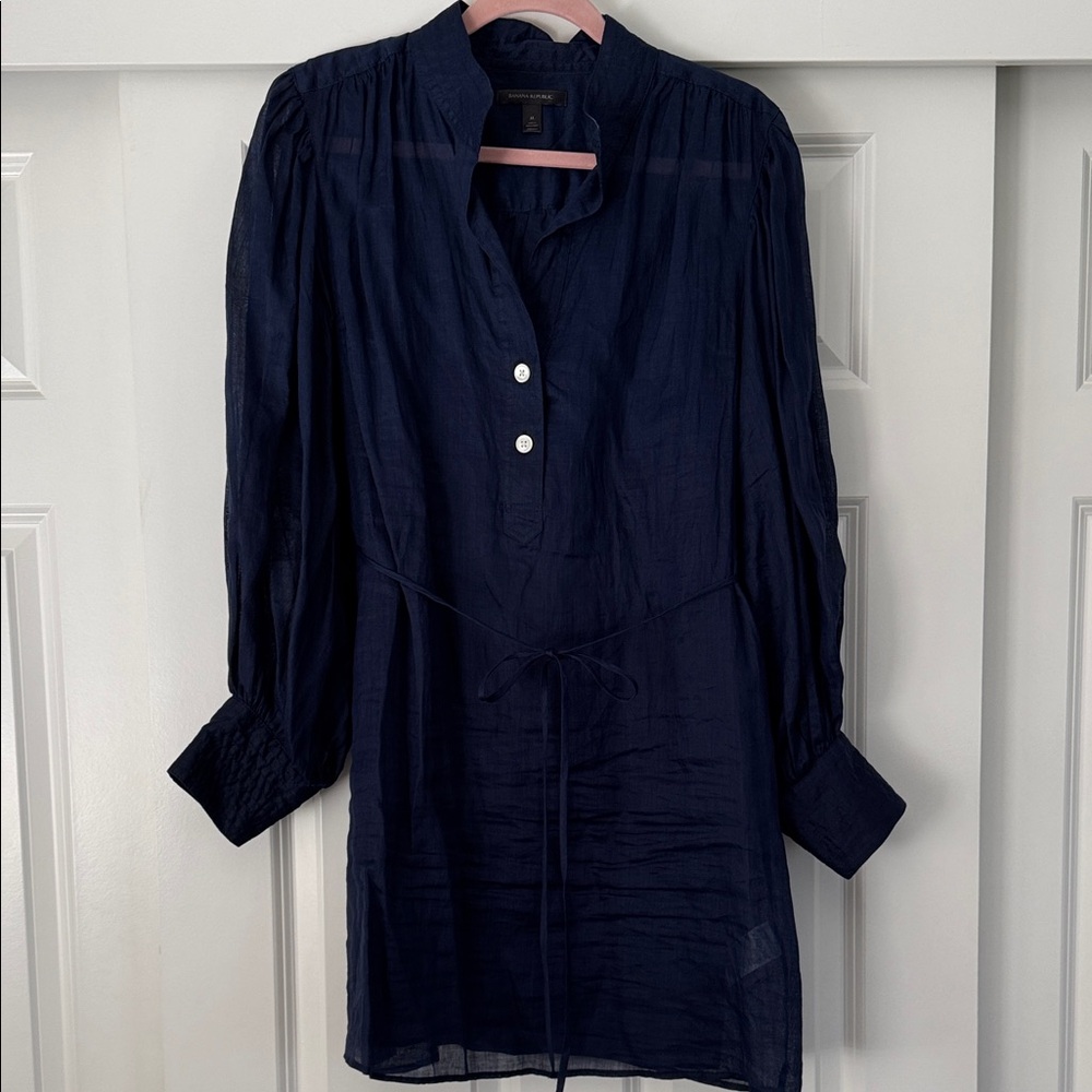 Banana Republic Dark Blue Dress Sheer with slip liner.  Size: M NWOT